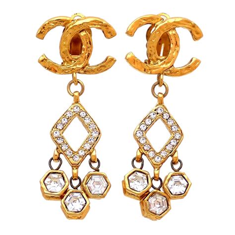 chanel long earings|authentic chanel earrings.